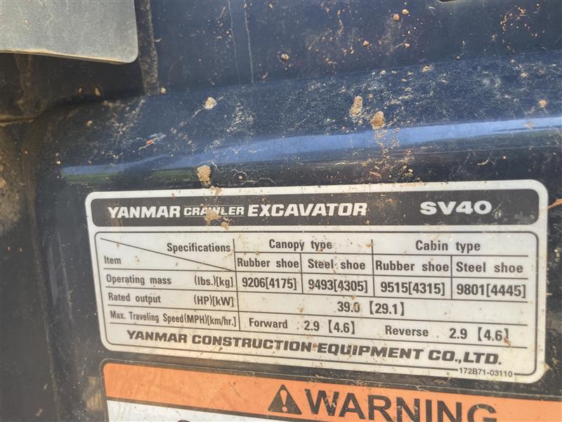 2022 Yanmar SV40 Mini Excavator